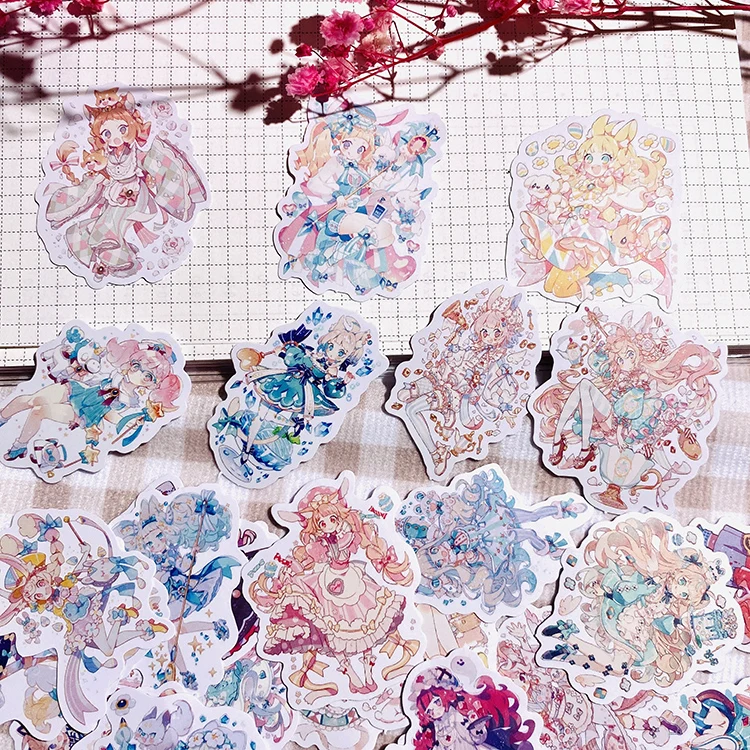 65PCS Cute Anime Girl Sticker DIY Scrapbooking Journal Bottom Collage Phone Diary Album Gift Decoration