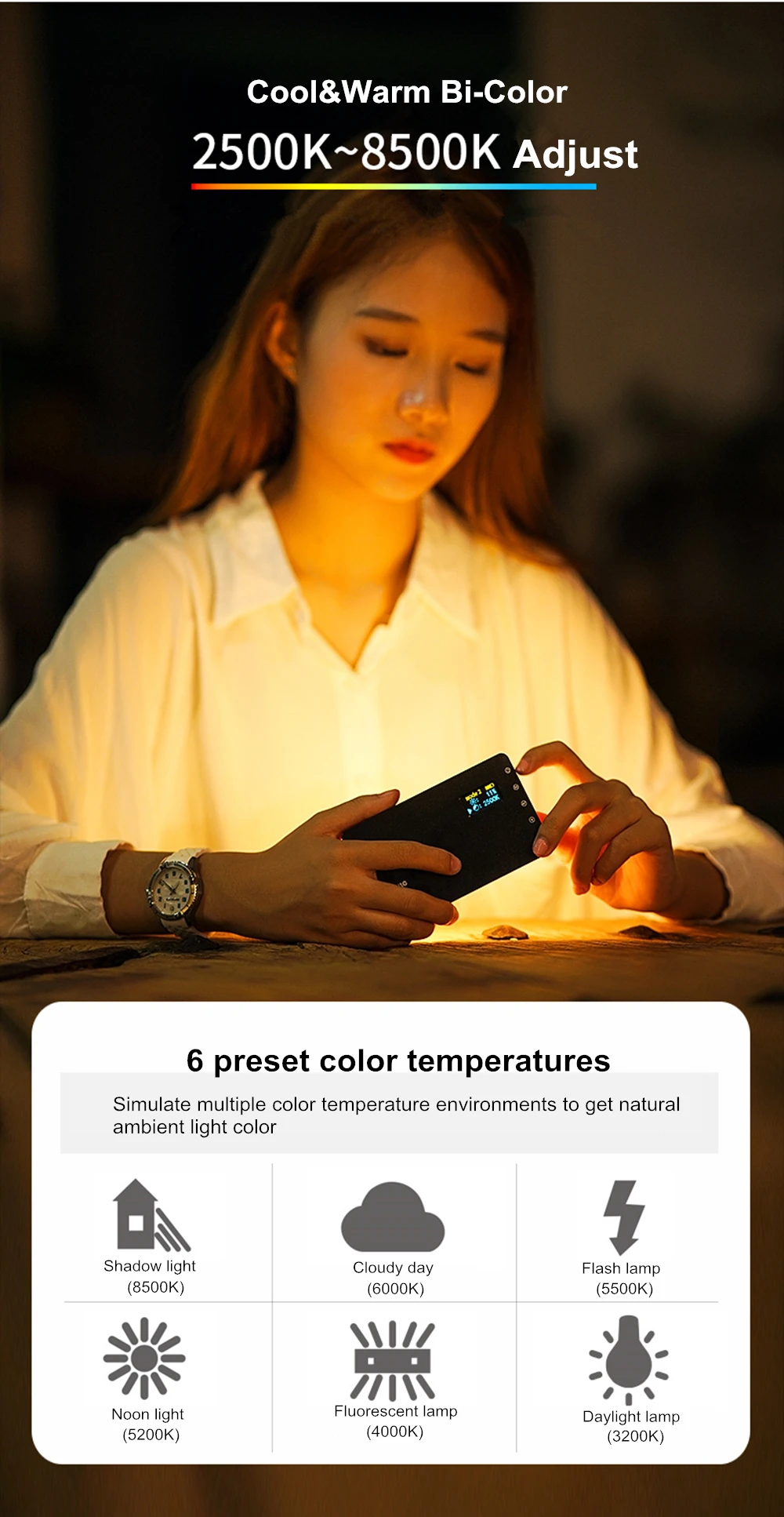 VILTROX Weeylife RB08P RGB светодиодный светильник для камеры, полноцветный выходной видео светильник, комплект с регулируемой яркостью 2500 K-8500 K, двухцветная панель, светильник CRI 95