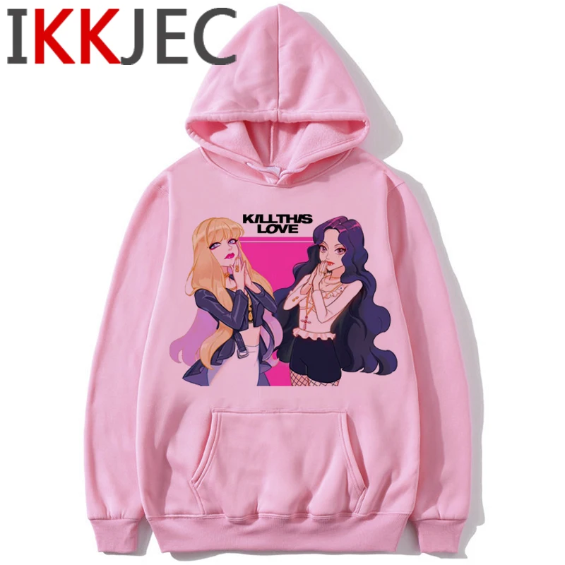Черно-розовый в вашем районе Harajuku толстовки женские Ullzang Kill This Love Album K-pop Толстовка Jisoo Дженни Лиза Роза толстовка женская - Цвет: 1875