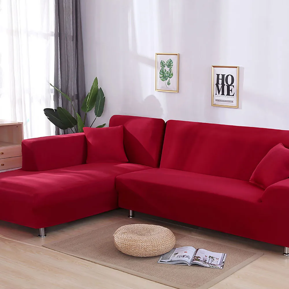 Одноцветный чехол для дивана эластичный l-секционный угловой диван необходимо заказать 2 шт. чехол для дивана - Цвет: 04
