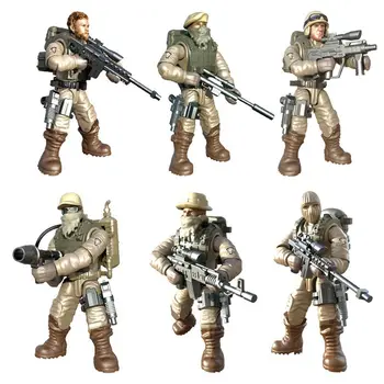 

6Pcs World War 2 Desert Soldier Weapon Accessories Military SWAT Army Building Blocks Bricks Enlightenment Toys For Childre