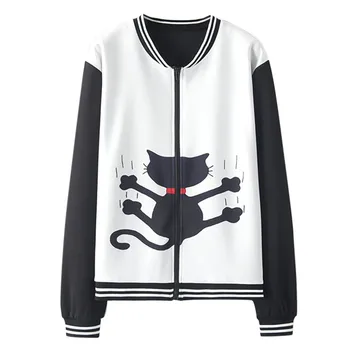 

Coat women's sweatshirt худи hoodies толстовки sports Leisure Fashion Casual Loose O-Neck Cat Print Short Pullover h4