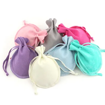 

2pcs 7*9cm 9*12cm Pink Blue Round Gourd velvet Drawable Pouches Bags For Jewelry Gift Packaging wedding Flannel small bags