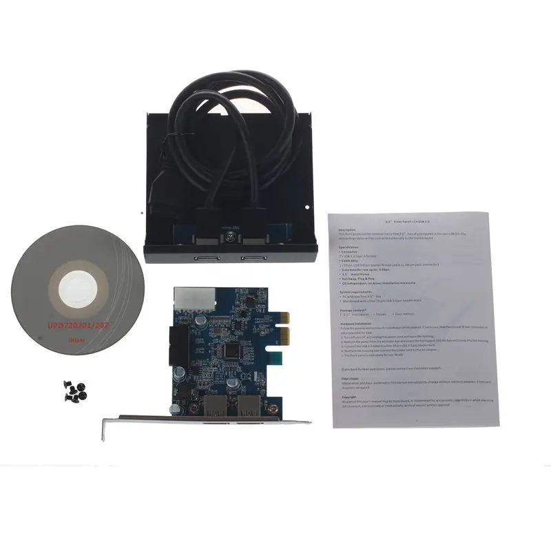 PCI Express PCI-E карта 2 порта концентратор адаптер+ USB 3,0 Передняя панель 5 Гбит/с Hi-speed
