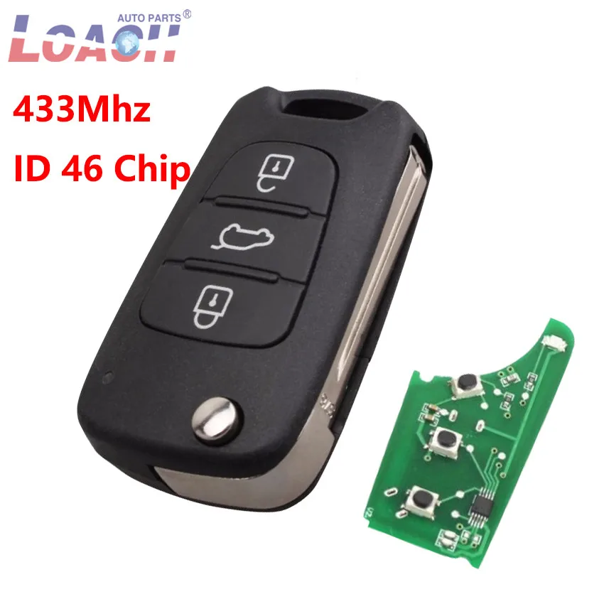 3 кнопки складной пульт дистанционного ключа для hyundai Fob 433 МГц Elantra 2010 2011 2012 2013 чип ID46