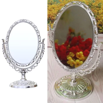

Tabletop Makeup Mirror Retro Vanity Mirror Double-Sided Makeup Mirror Clear Carved Style For Girl Lady Cosmetic Tools A35