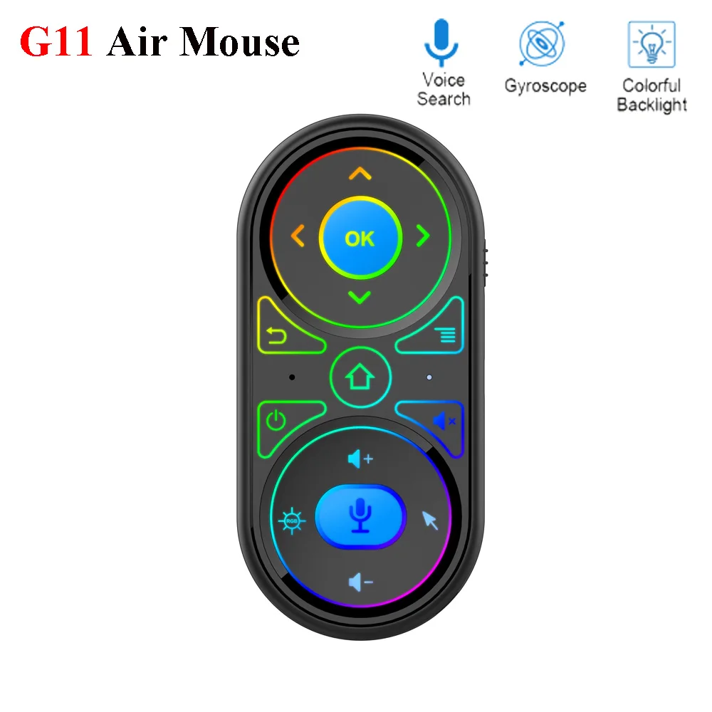 Воздушная мышь G11 Air Mouse голосовой микрофон Google с RGB подсветкой гироскоп