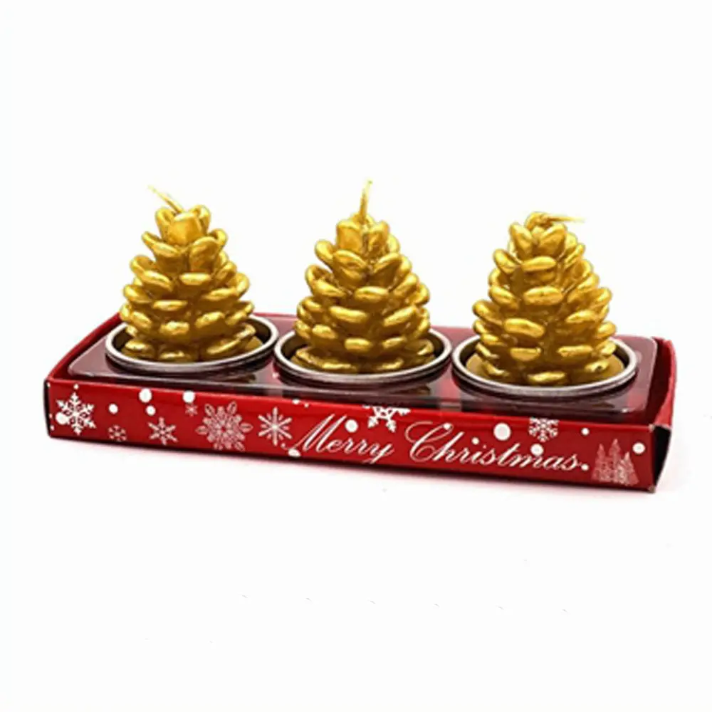 Pine cone Рождественские свечи Форма Ароматические беспламенные восковые свечи с Санта снегом мультфильм Свадебная вечеринка свечи Декор рождественские украшения - Цвет: Pine cone