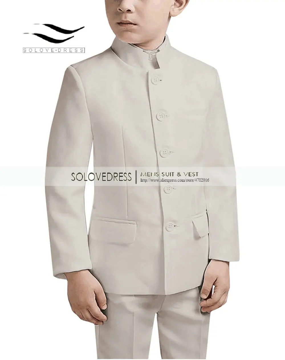 Solovedress/костюмы для маленьких мальчиков 2 предмета, винтажный стиль, воротник «Мандарин», торжественное платье, Детские Свадебные смокинги, детская одежда B1