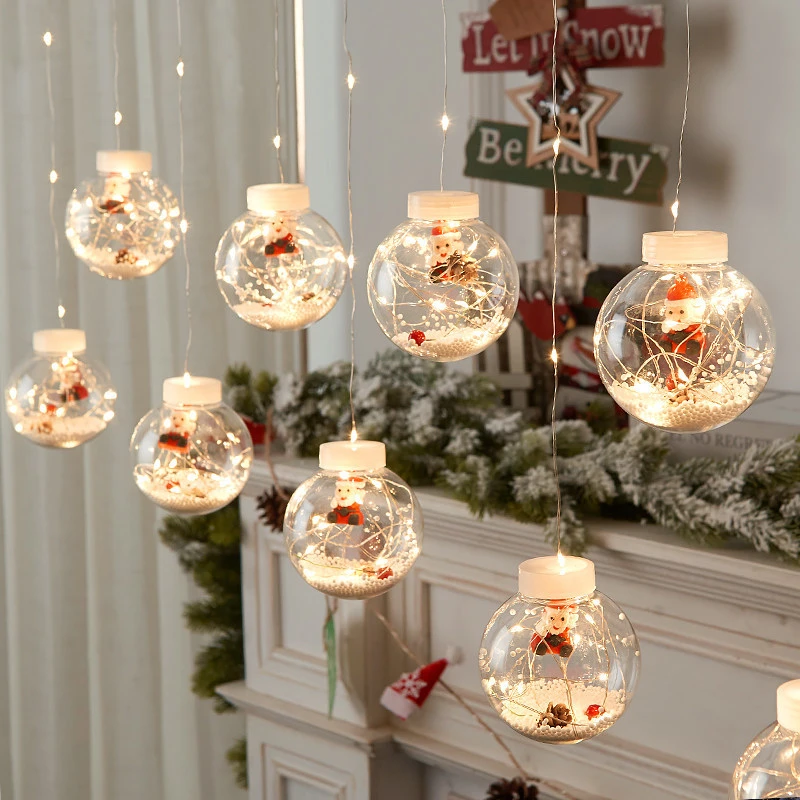 Cnu Christmas Lighting 2022 New Year 2022 Led Curtain Light Santa Claus Snowman Wishing Ball Christmas  Day Shop Shop Window Dress Up Christmas Tree Decor|Ball Ornaments| -  Aliexpress