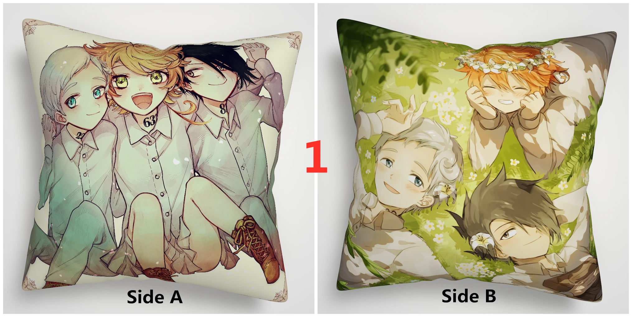 1 Yakusoku no Neverland Эмма Рей Норман аниме двусторонний чехол для подушки - Цвет: 1