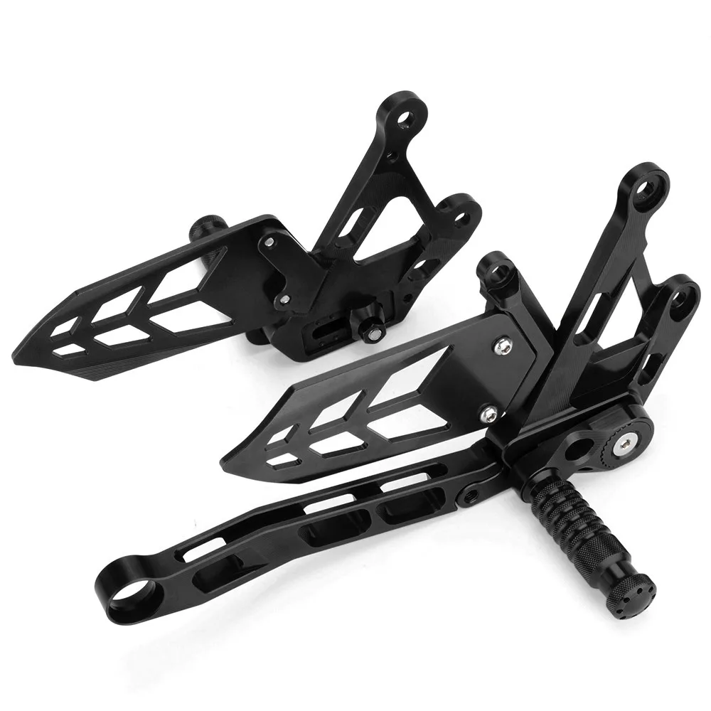 Black MT-10 MT10 FZ-10 FZ10 алюминиевый сплав мотоциклетные подставки для ног задний Набор Регулируемые подножки Rearse для Yamaha MT10 FZ10 - Цвет: Black