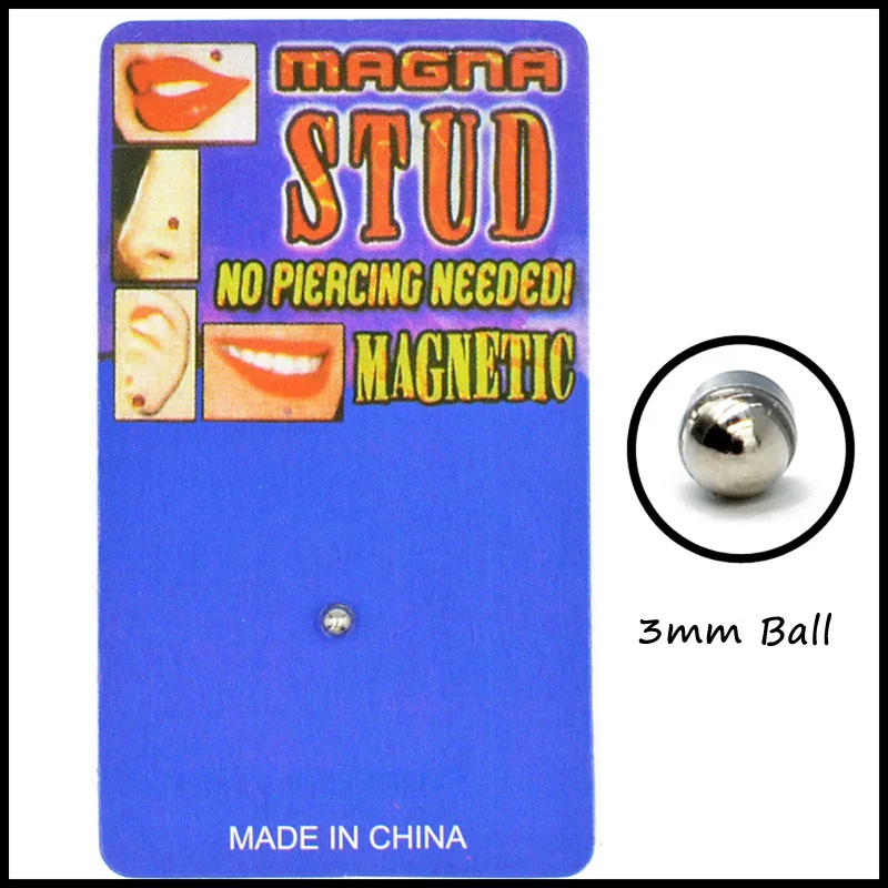 3mm Ball 1 шт. смешанные стили без проколов магнит Ушная губная серьга кольцо-гвоздик в нос ювелирные изделия магнитный Туннель Вилки Серьги Поддельный пирсинг ювелирные изделия - Окраска металла: 3mm Ball