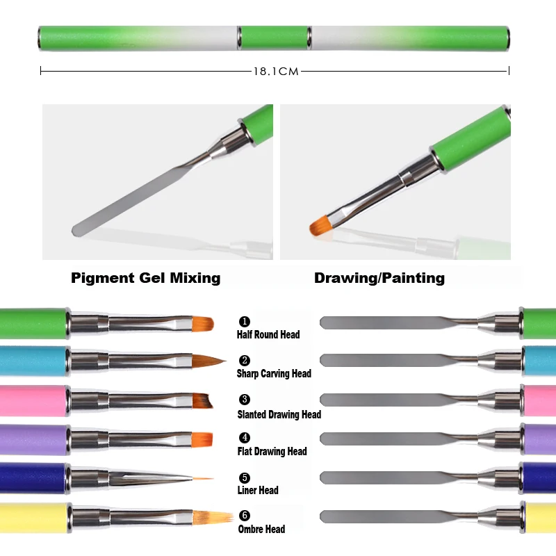 2 способа дизайна ногтей кисть для рисования живопись лайнер градиент Омбре ручка для ногтей УФ смешивание пигментов маникюрные инструменты для ногтей