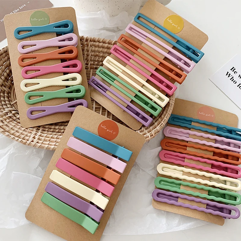 

Korea Hairpin Square Scrub Matte Colorful Bow Fluffy Hair Clip Girl Hollow Barrette Geometric Hair Accessories for Women