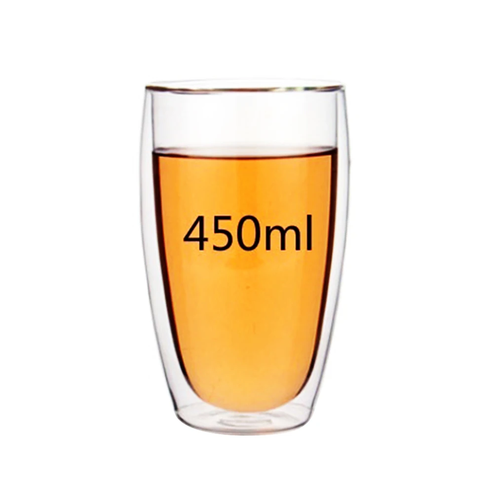 350ml Двойные кофейные кружки с ручкой, чашки для напитков, теплоизоляция, двойные стенки, стеклянная чайная чашка, креативный подарок, посуда для напитков, молоко - Цвет: 350ml