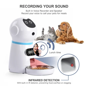 

US/UK/EU Plug Programmable Control Auto Cat Dog Food Dispenser With Stainless Steel Bowl Pet Dog Cat Automatic Feeders
