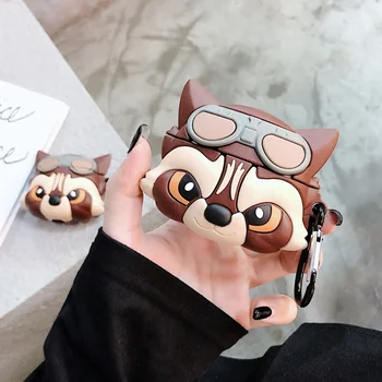 

Cartoon Cute Raccoon Wireless Earphone Cases For Airpods Silicone Bluetooth Sport Headset Cover Soft Shell Earphone Accessories