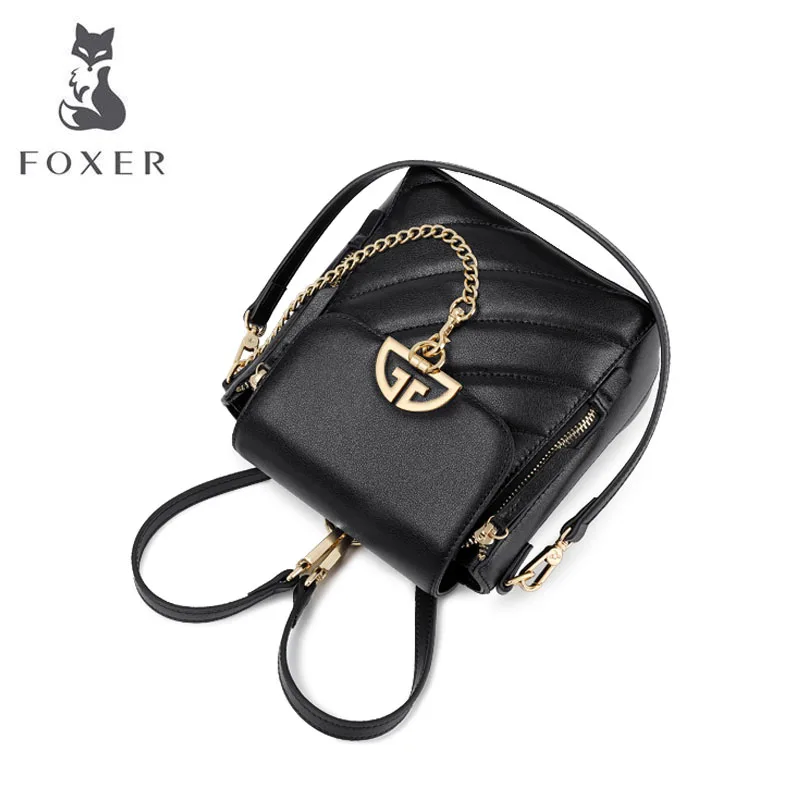 FOXER, женская кожаная сумка, сумка из воловьей кожи, модные роскошные сумки, женские сумки, дизайнерские сумки, известный бренд, женские сумки, многофункциональная сумка