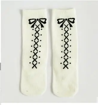 White bow Модные Носки с рисунком лисы; Детские хлопковые Гольфы с рисунком кота и белки для мальчиков и девочек; теплые носки унисекс - Цвет: White bow