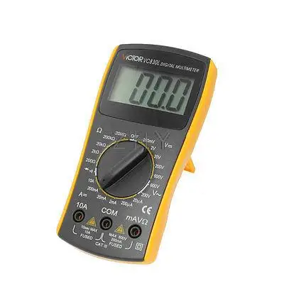 

Black Yellow VC830L Volt Ampere Ohm Meter Digital Multimeter w 2 Test Leads
