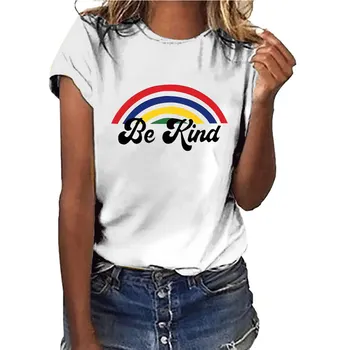 

Hillbilly BE KIND Rainbow Letter UNISEX Tumblr Grunge Aesthetic Tee Shirt Women Graphic Top Clothes Camisetas Verano Mujer 2019