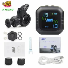 2020 usb solar de carregamento da motocicleta tpms pressão dos pneus do motor sistema alarme monitoramento temperatura com 2 sensores externos