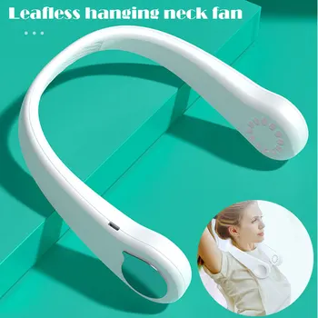 

Outdoor Leafless Fan USB Rechargeable Lazy Hanging Dual Cooling Fan Mini Portable Pocket Fans Quiet Neck Fan XH8Z