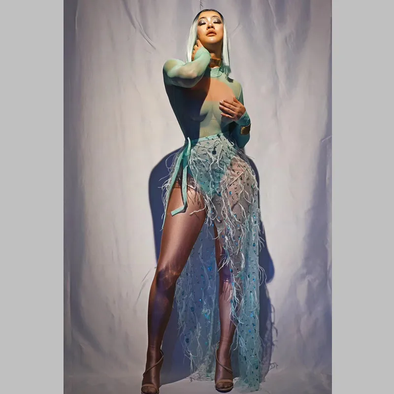 Женские сексуальные эластичные костюмы с блестками длинными рукавами Стрейчевые сценические модные