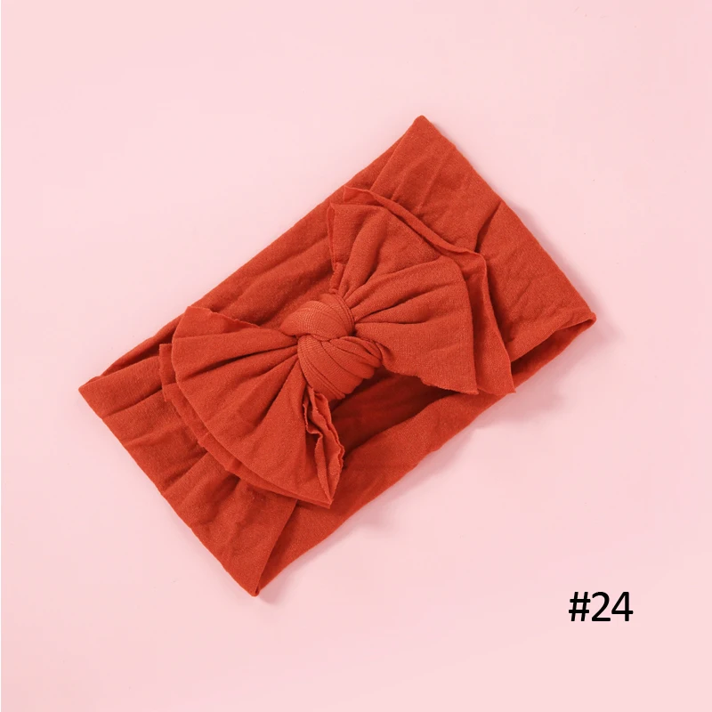 No.24 1 шт., однотонная нейлоновая головная повязка для новорожденных, повязка на голову, бандо, Bebe FilleToddler, тканевая повязка на голову с бантиком, тюрбан, аксессуары для головных уборов - Цвет: No.24