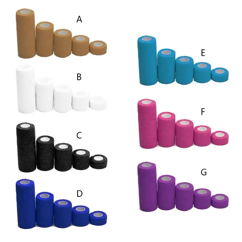 5 рулонов/набор сплошной цвет Самоклеющиеся бинты нетканые эластичные ленты
