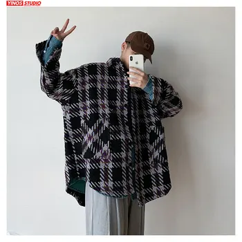 

Dropshipping Men Streetwear Thick Striped Shirts 2020 Mens Japanese Fashions Casual Kimono Male Winter Warming Shirts