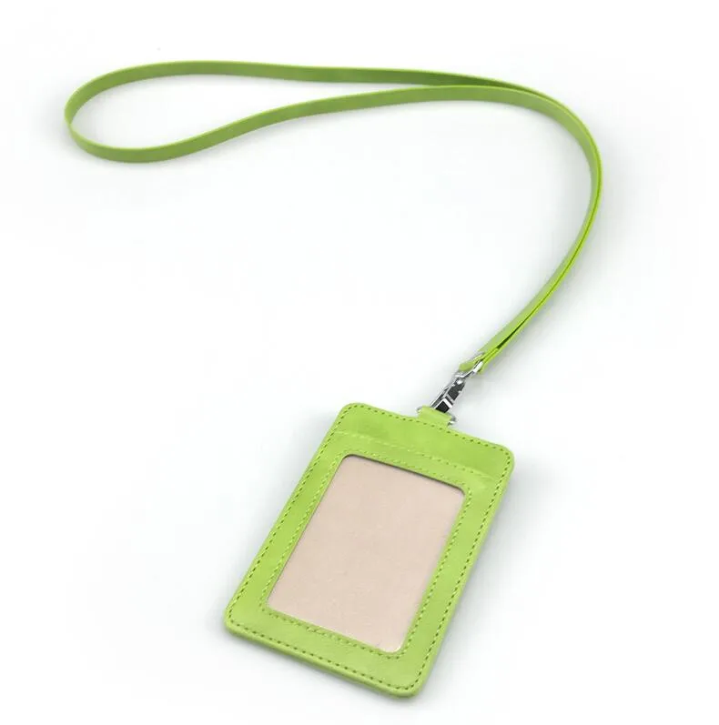 Искусственная кожа ID держатель для карт визитница с шейным ремешком шнур держатель для бейжда аксессуары - Цвет: NO.7