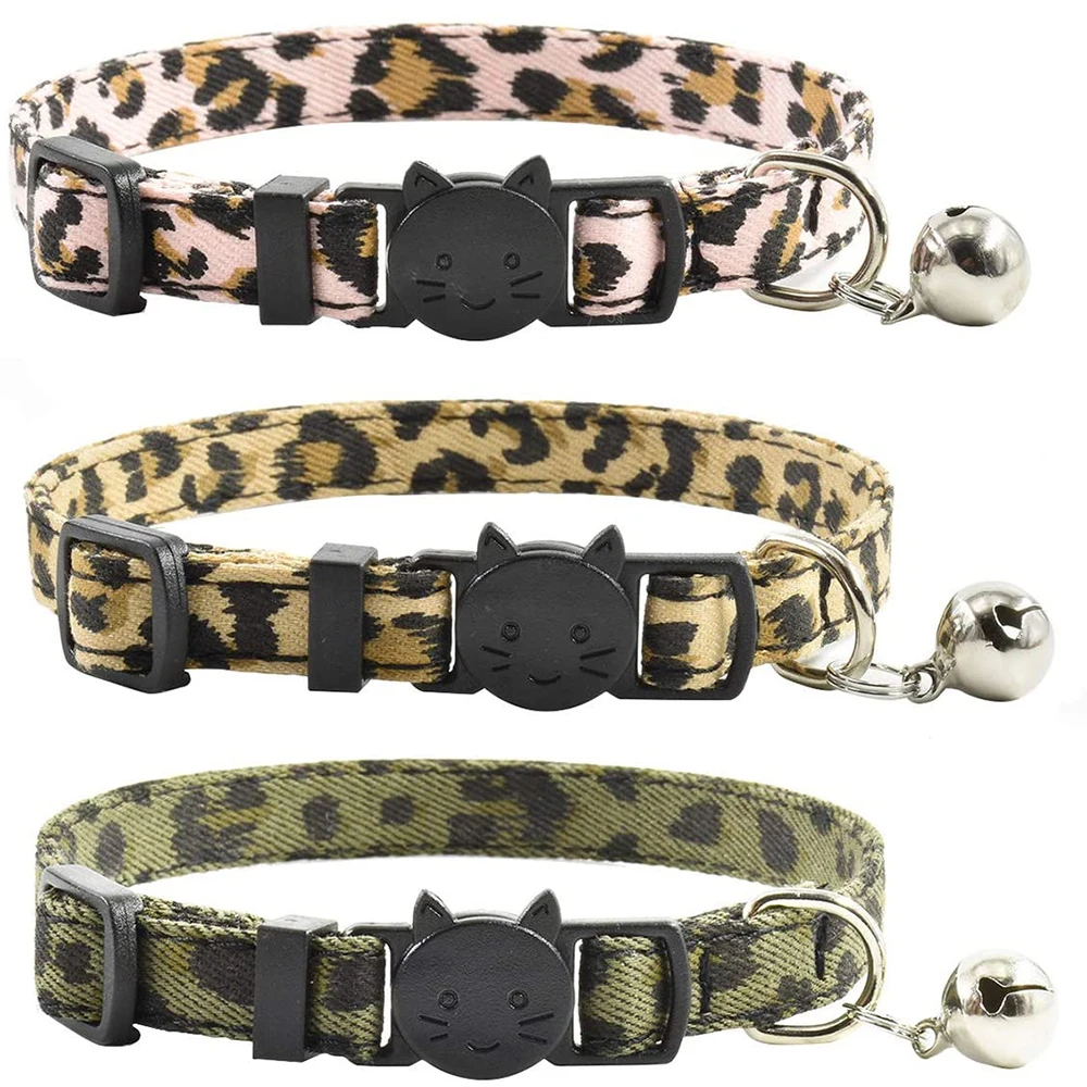 

Cat Collar Breakaway with Bell Leopard Durable & Safe Cute Kitten Collars Safety Adjustable Kitty Collar for Cat Puppy 7.5-11in