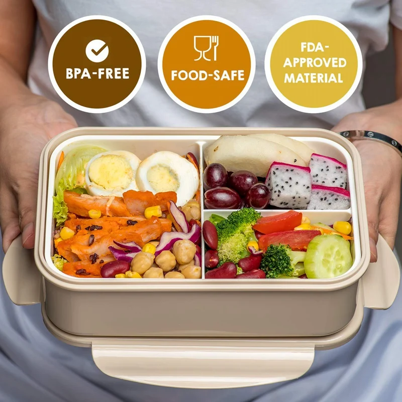 ABSS-Bento коробки для взрослых-Bento Ланч-бокс для детей с ложкой и вилкой-прочный, герметичный для еды на ходу, BPA