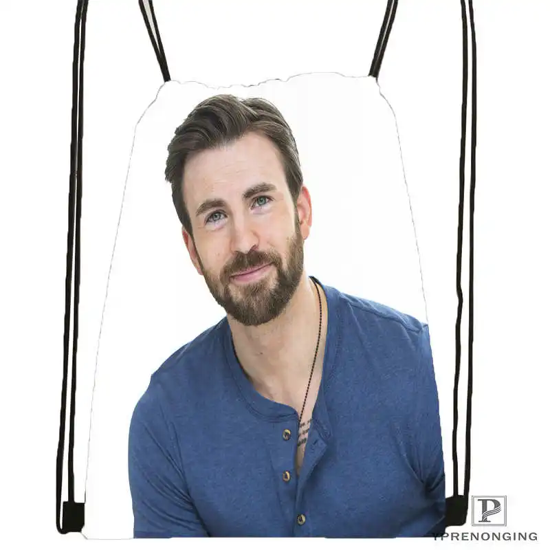 Изготовленный На Заказ chris_evans_actor_guy_ DrawstringBackpackBagforMan женский милый рюкзак детский Ранец(черная спинка) 31x40 см#20180611-03-163 - Цвет: Drawstring Backpack