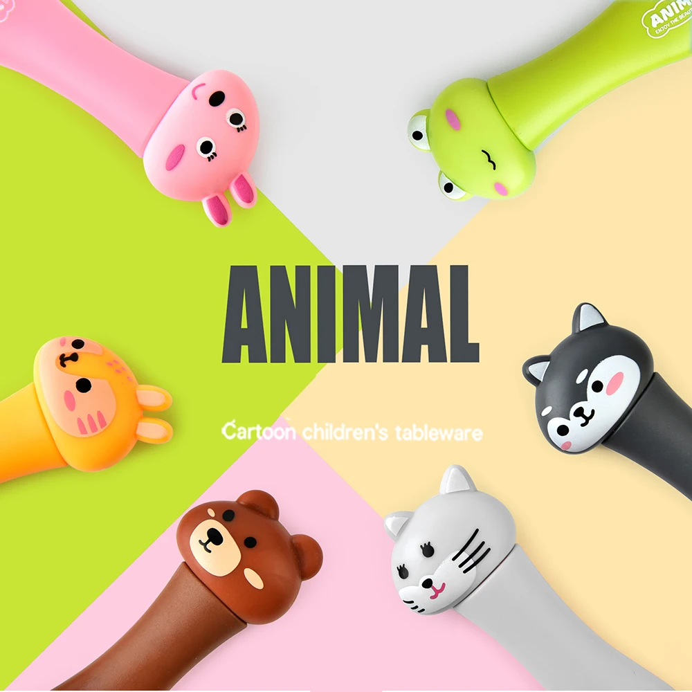 2Pcs Kids Silverware Cute Spoon Fork Travel Carry Set Children Portable Tableware Toddler Utensils Spoon Fork with Travel Case