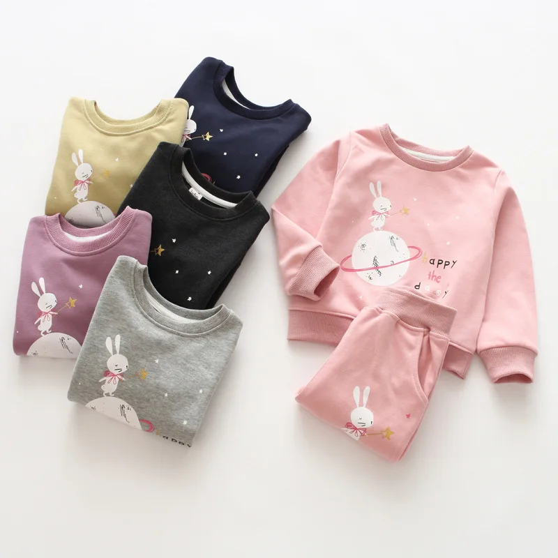 

Cartoon Bunny Printed Casual CHILDREN'S Suit 18 Autumn Hoodie + Pants Two-Piece Set Childrenswear 62716