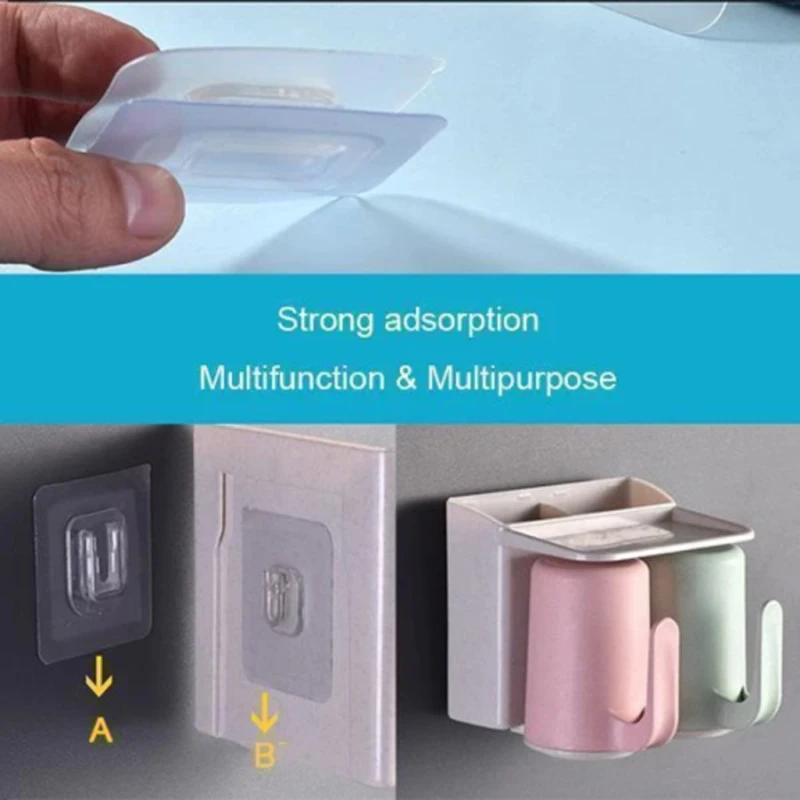 

5Pair Double-sided Adhesive Wall Hooks Waterproof Oilproof Self Adhesive Hooks Kitchen Bathroom Reusable Seamless Hanging Hook