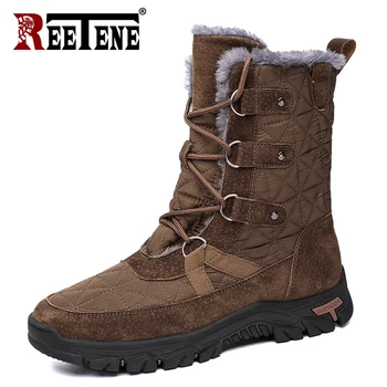 

REETENE Comfort Rubber Work Shoes Male Casual Snow Boots Men High Top Boots For Men Big Size 48 Super Warm Men'S Boots