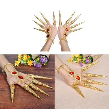 

2Pairs Fingers Nail Indian Belly Dancing Performance Tools Bracelet Costume