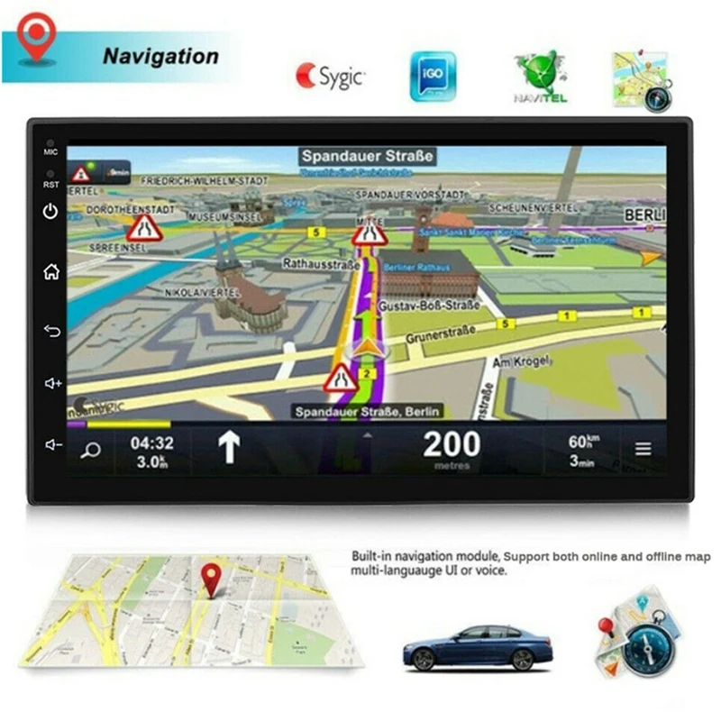 Универсальный Android 9,1 2+ 32G автомобильный Радио Аудио Стерео gps Navi 7 дюймов пресс-экран 2 Din MP5 плеер