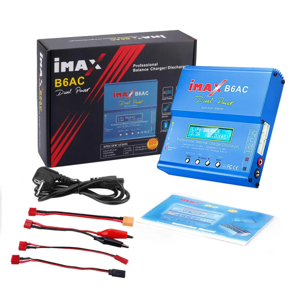 

IMAX B6 AC Battery Charger 80W B6AC Lipo NiMH Nicd LiFe RC Battery Balance Charger Discharger With LCD Screen