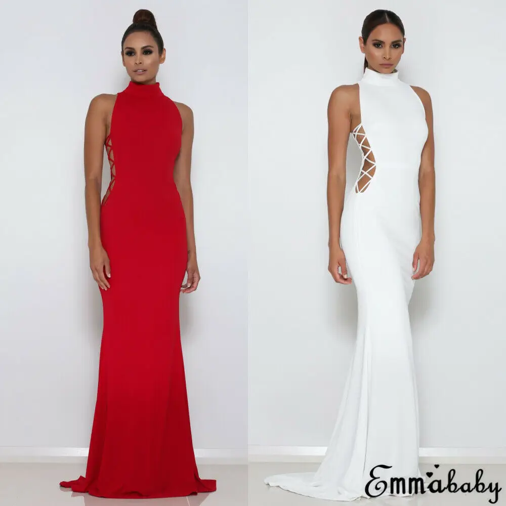 

Elegant Womens Turtleneck Bodycon Dress Evening Party Wedding Formal Maxi Prom Ball Gown Dress