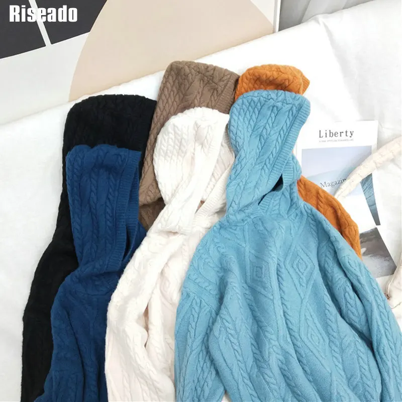 

Autumn Winter Women's Sweaters Hooded Sweater Long Sleeve Knitted Sweater Casual Twisted Pullover Jumpers 2021 New Female