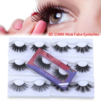 

1 Pair 8D 25MM Mink Hair False Eyelashes Multilayered Soft Wispies Fluffy Eyelash Reusable Lashes Extension Eye Makeup Tools