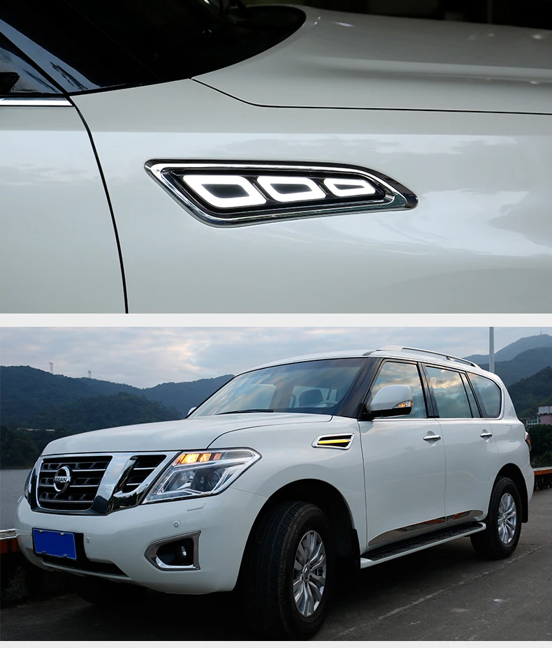 Светодиодный указатель поворота для Nissan Patrol Y62 2012-, воздухозаборник, светодиодный светильник с поворотом, модификация