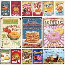 Яблочный пирог жестяная табличка с надписью металлическая вывеска винтажное украшение для бара блинчики домашний декор настенная наклейка картина для паба ресторан плакат подарок