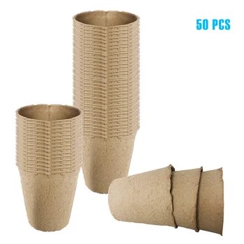 

Peat Pots Pulp 10/50/100 Pcs Flower Pot Nursery Planting Seed Starting for Garden Seedlings DC156