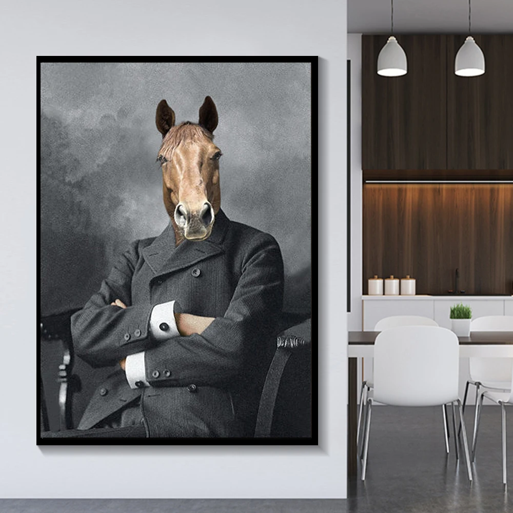 Скандинавский ретро ностальгия джентльмен холст для живописи Wall Art козы Зебра